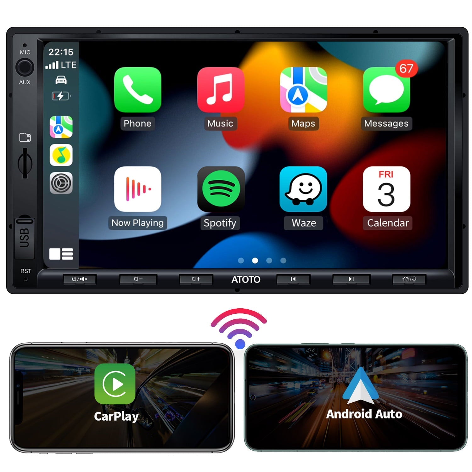 ATOTO F7XE 7inch QLED Double Din Car Stereo with Bluetooth,Wireless Carplay&Android Auto Car Radio with SiriusXM,Quick Charge
