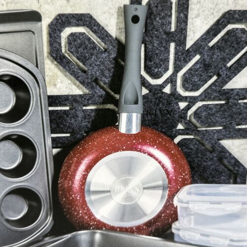 Brooklyn Steel Co. Venus Nonstick Aluminum 16-Pc. Cookware & Bakeware Set, Red