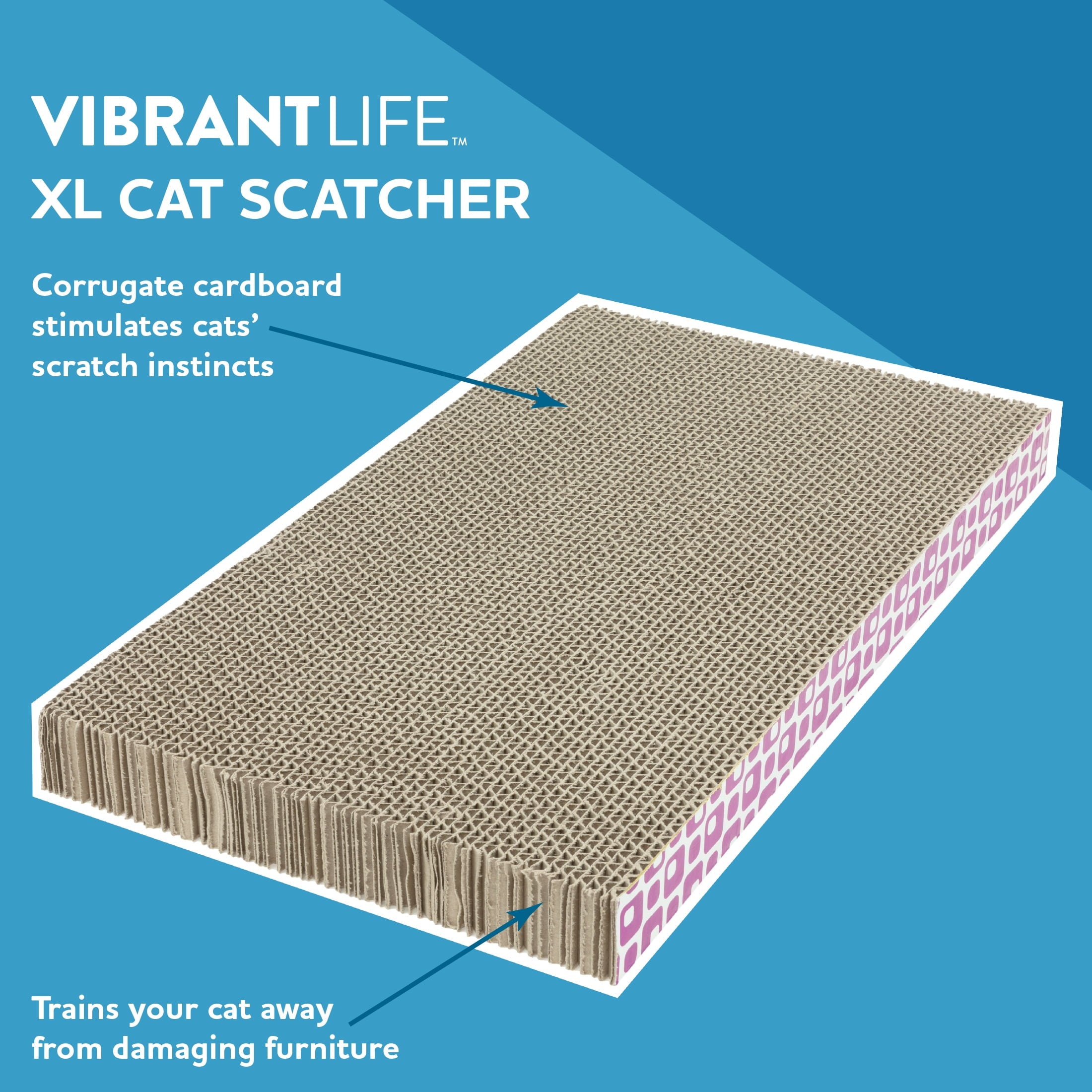 Vibrant Life XL Cat Corrugate Scratcher Pad, Durable Cat Scratching Toy