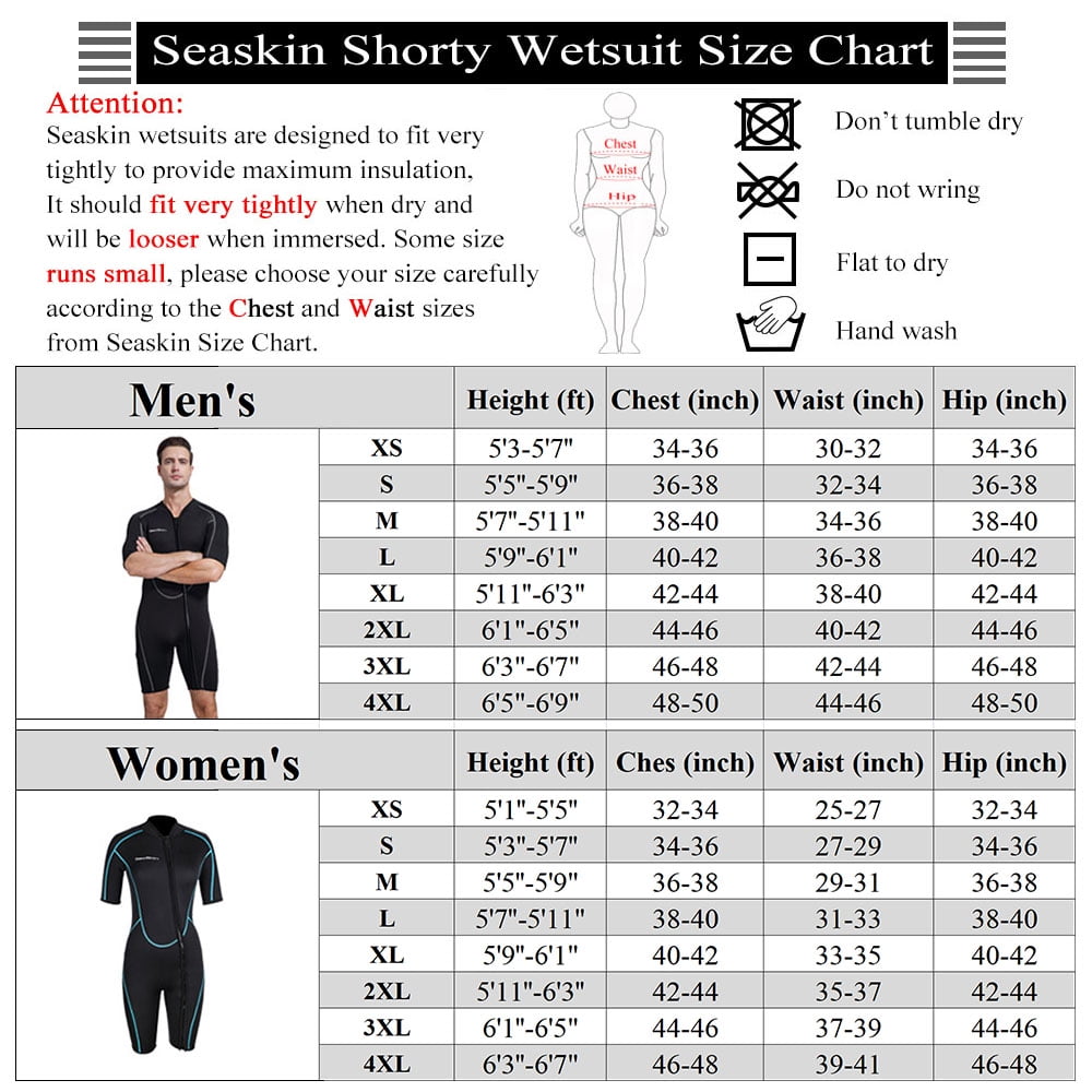 Seaskin 3mm Shorty Wetsuit Front Zip for Mens and Womens