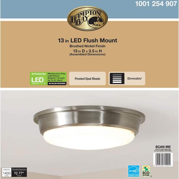 Savannah 13 in. Brushed Nickel Selectable LED Flush Mount