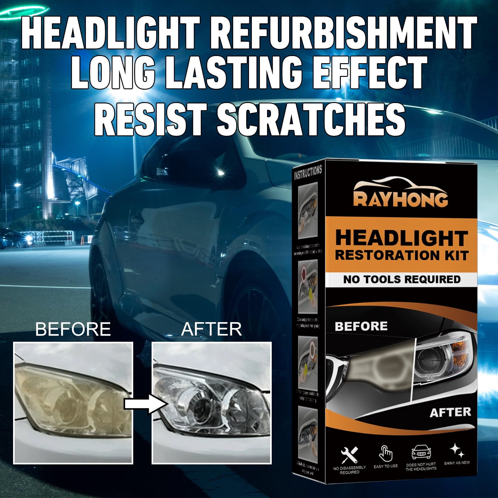 Automotive ceramic headlight repair kit, headlight lampshade repair, scratches, yellowing, polishing, renovation, brightening