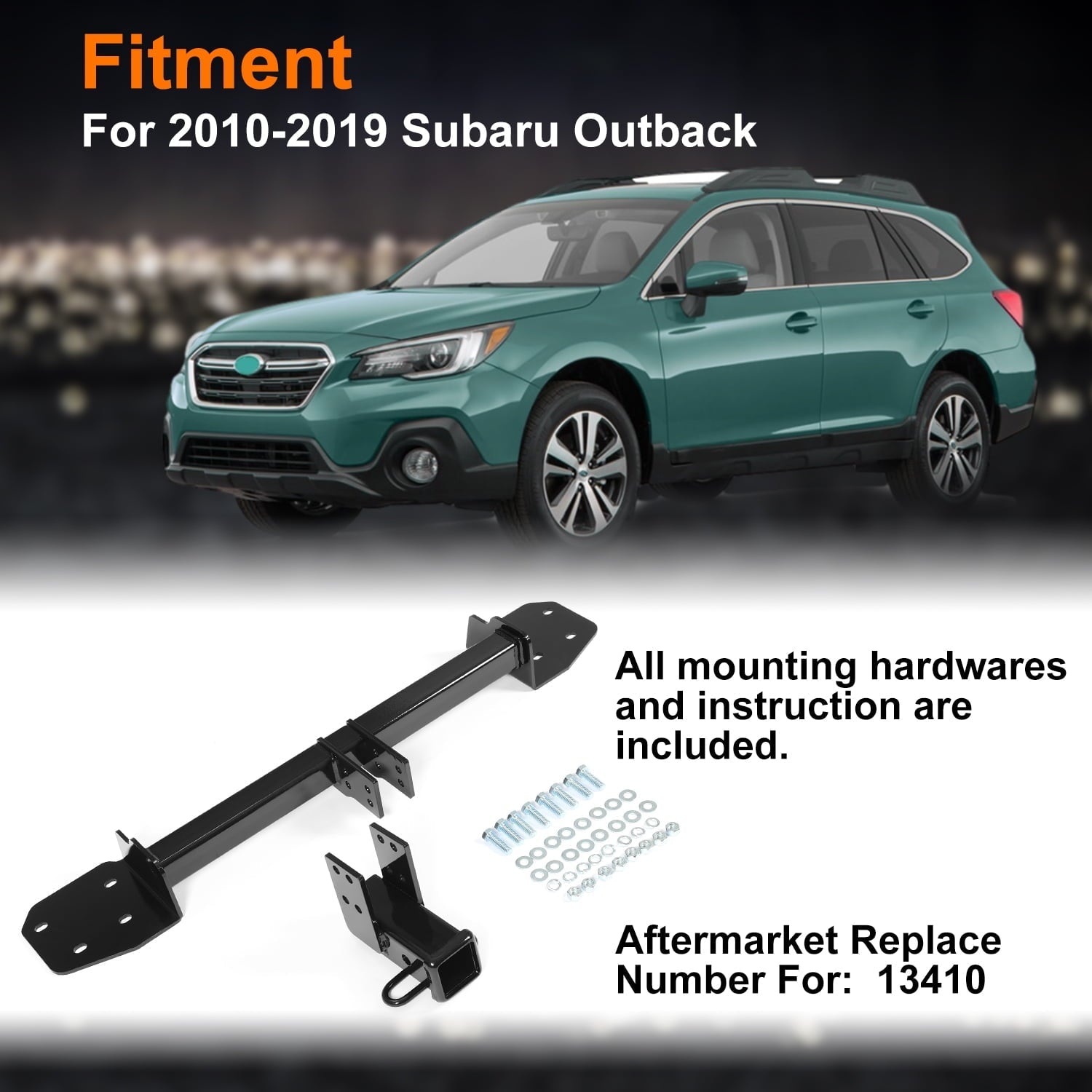 Kojem Class 3 Tow Trailer Hitch 2 Inch Receiver for 2010-2019 Subaru Outback Hatchback Steel Black