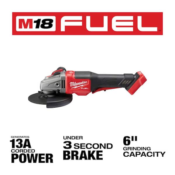 M18 FUEL 18V Lithium-Ion Brushless Cordless 4-1/2 in./6 in. Braking Grinder with Paddle Switch (Tool-Only)