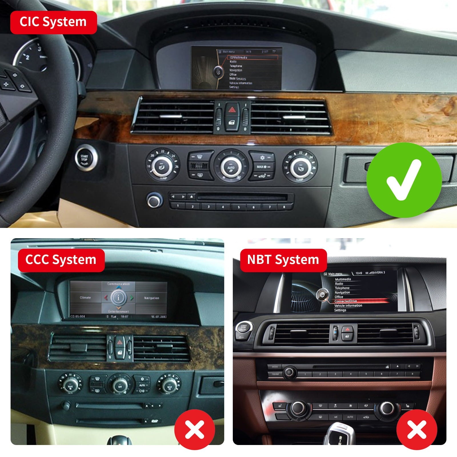 Road Top 8.8 inch Touch Screen Car Stereo for 2010-2012 BMW 5 Series E60 E90 E91 E92 E93 with CIC System Apple Carplay Android Auto Radio GPS Navigation for Car, Portable Car Stereo Screen