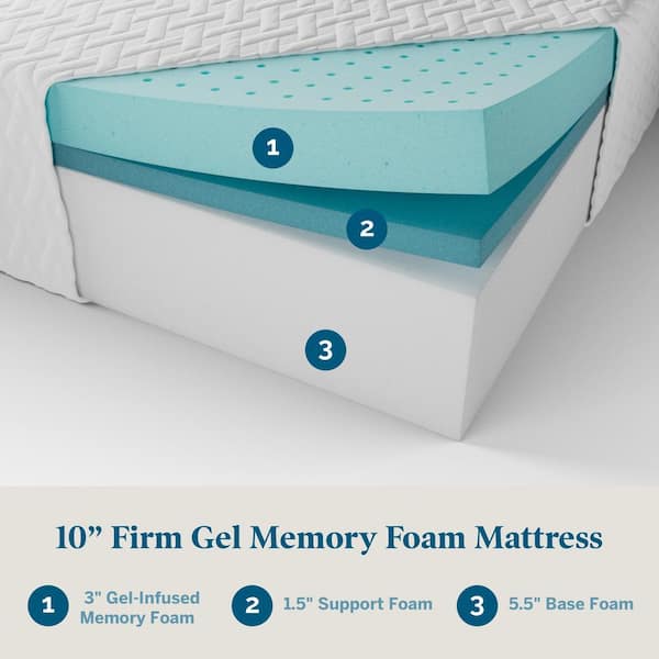 10 in. Firm Gel Memory Foam Tight Top Queen Mattress