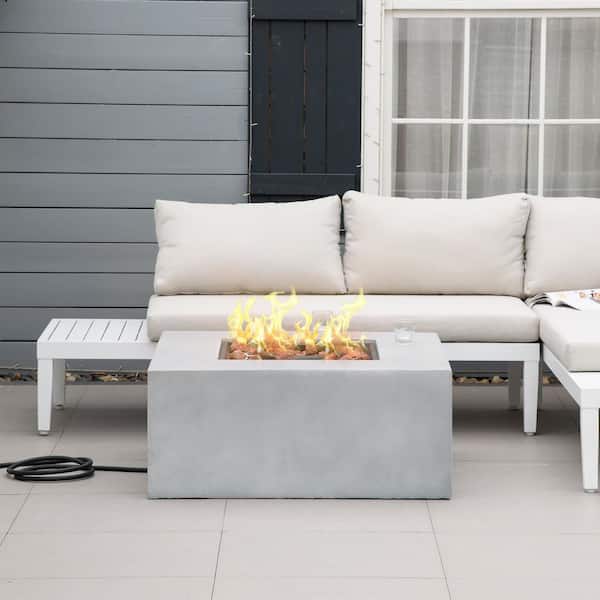 Outdoor Grey Propane Fire Pit Table