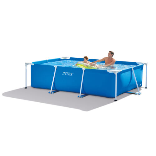 Intex 8.5ft x 26in Rectangular Frame Above Ground Backyard Swimming Pool, Blue