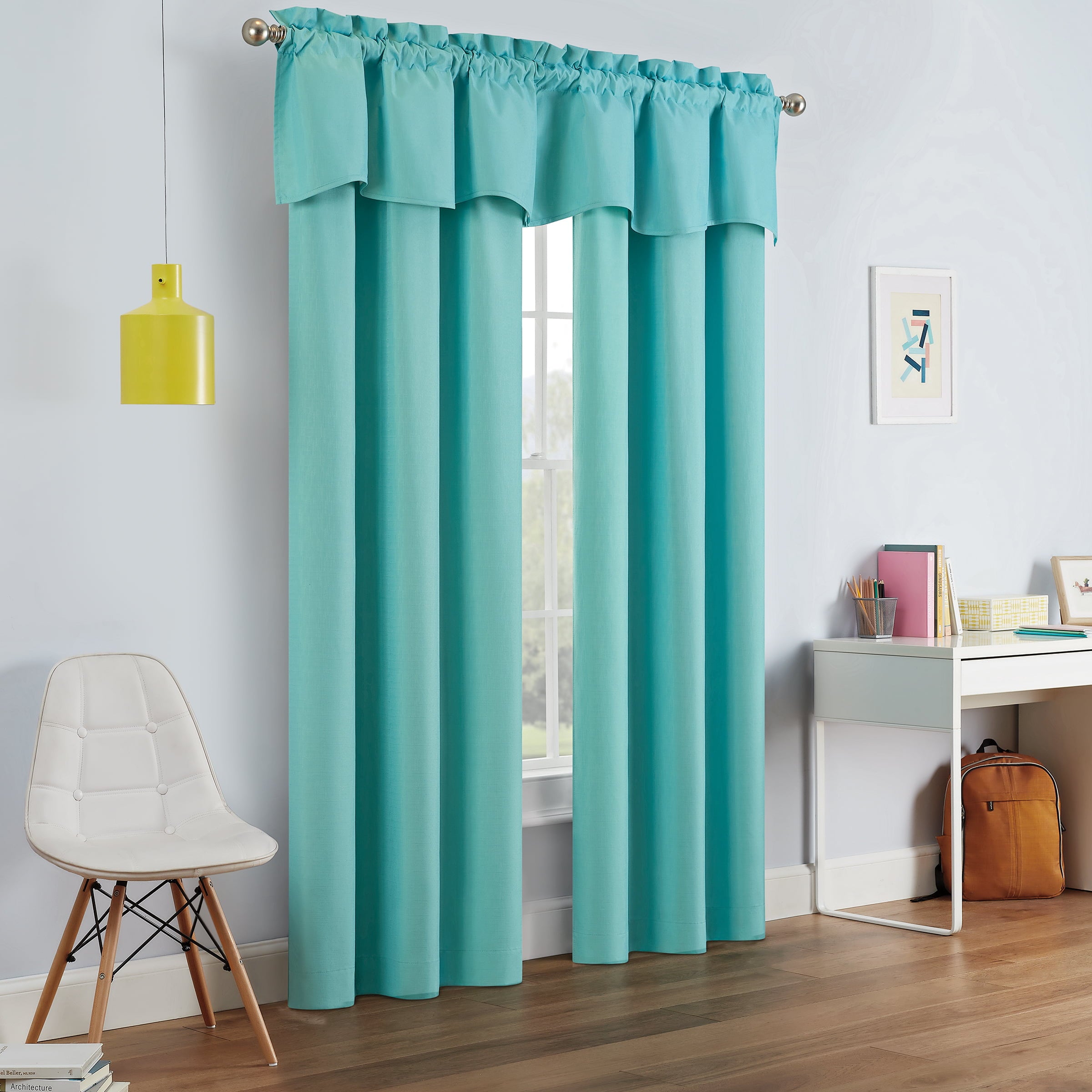 Eclipse Dayton Solid Blackout Rod Pocket Energy-Efficient Curtain Panel, Pool Blue, 42