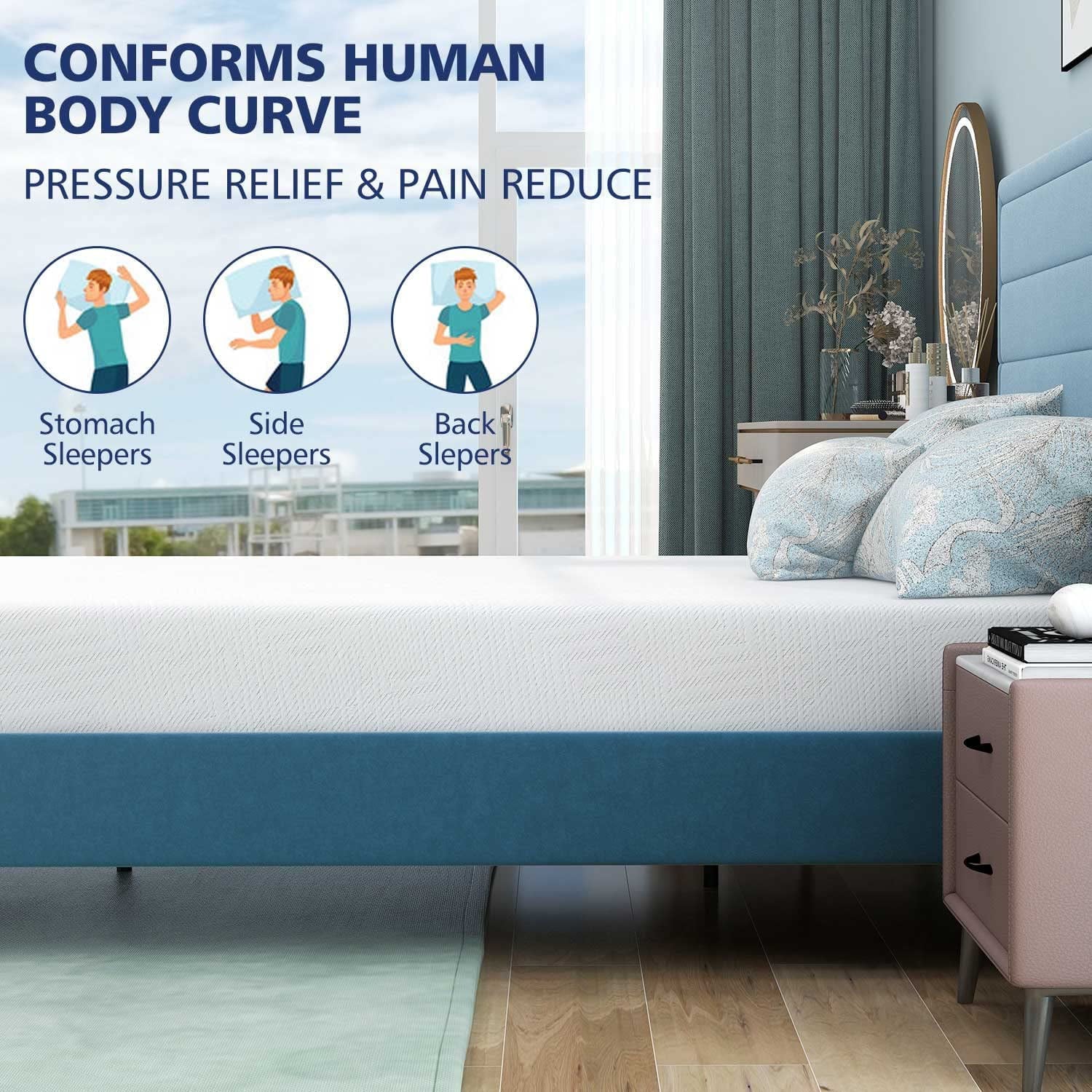 Twin Mattress - Memory Foam Mattress 5-Layer Comfort Supportive Medium-Firm Mattress in a Box with Breathable Cover, Made in USA, CertiPUR-US Certified for Single Bed Guest Room