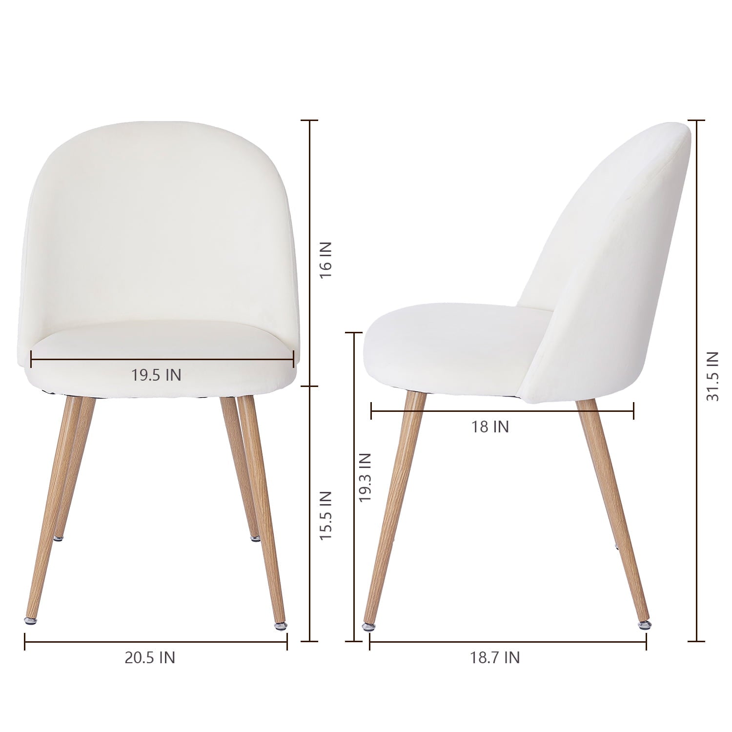 SUGIFT Modern Accent Chair, Velvet Dining Chairs, Cream White