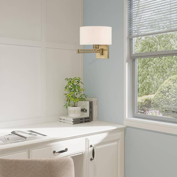Swing Arm Wall Lamps 1 Light Antique Brass Swing Arm Wall Lamp