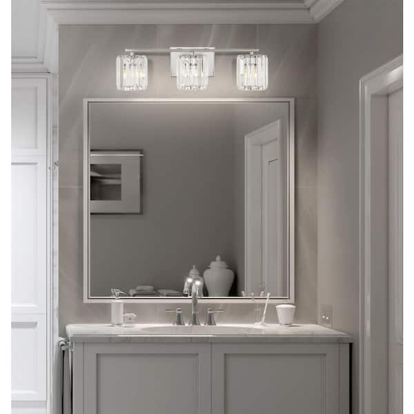 Coco Prism Vintage 23 in. 3-Light Chrome Metal/Glass Classic Glam LED Vanity Light