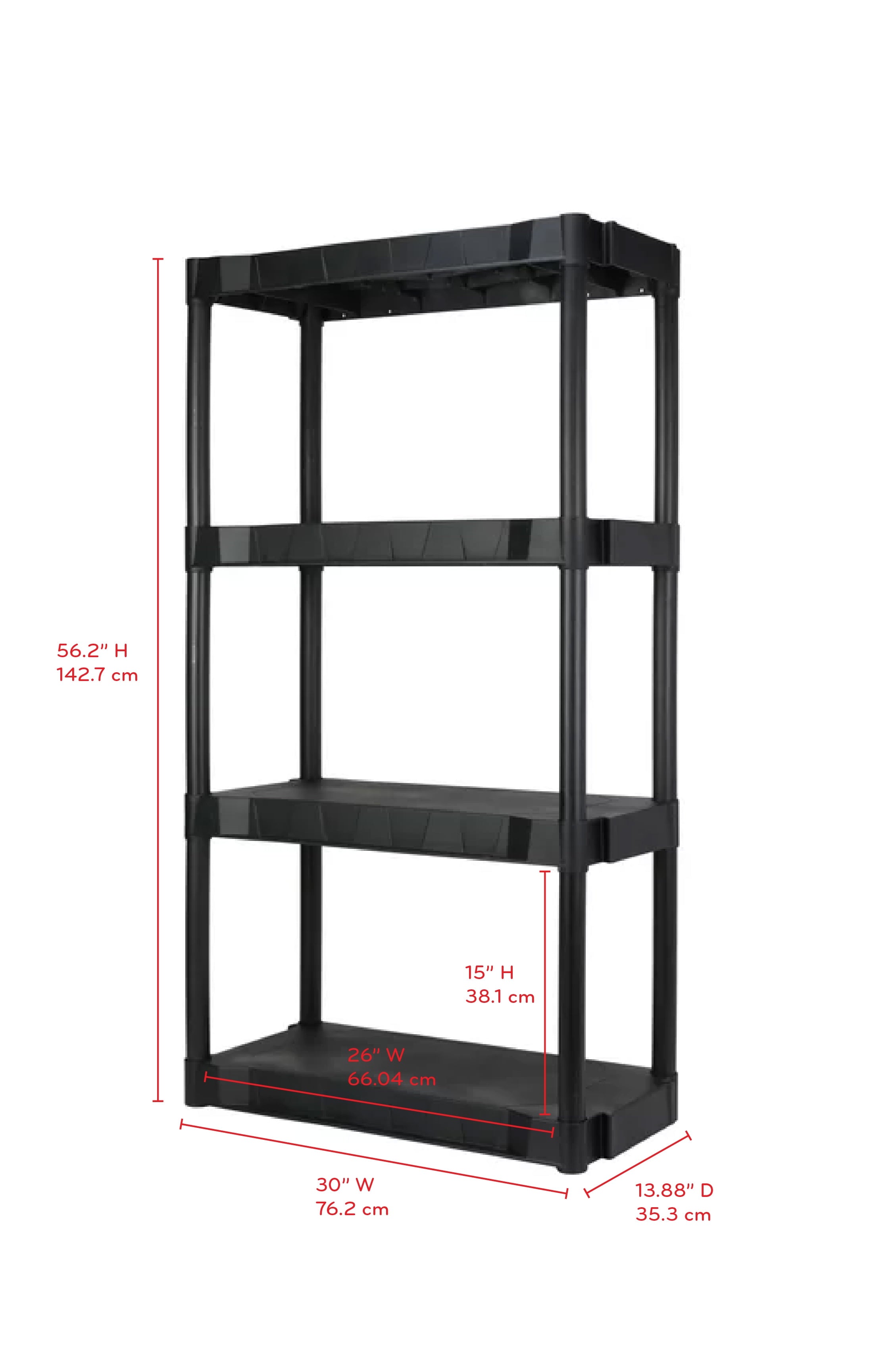 Hyper Tough Plastic 4-Tier Storage Shelf Unit 56.2