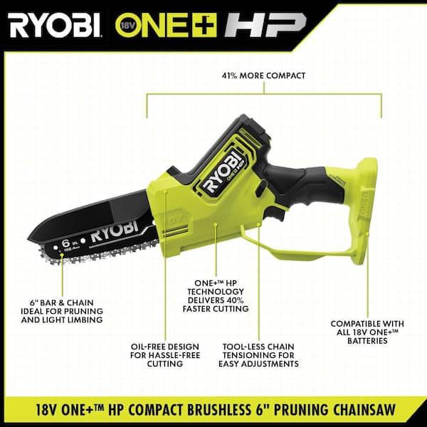 ONE+ HP 18V Brushless 6 in. Battery Compact Pruning Mini Chainsaw (Tool Only)