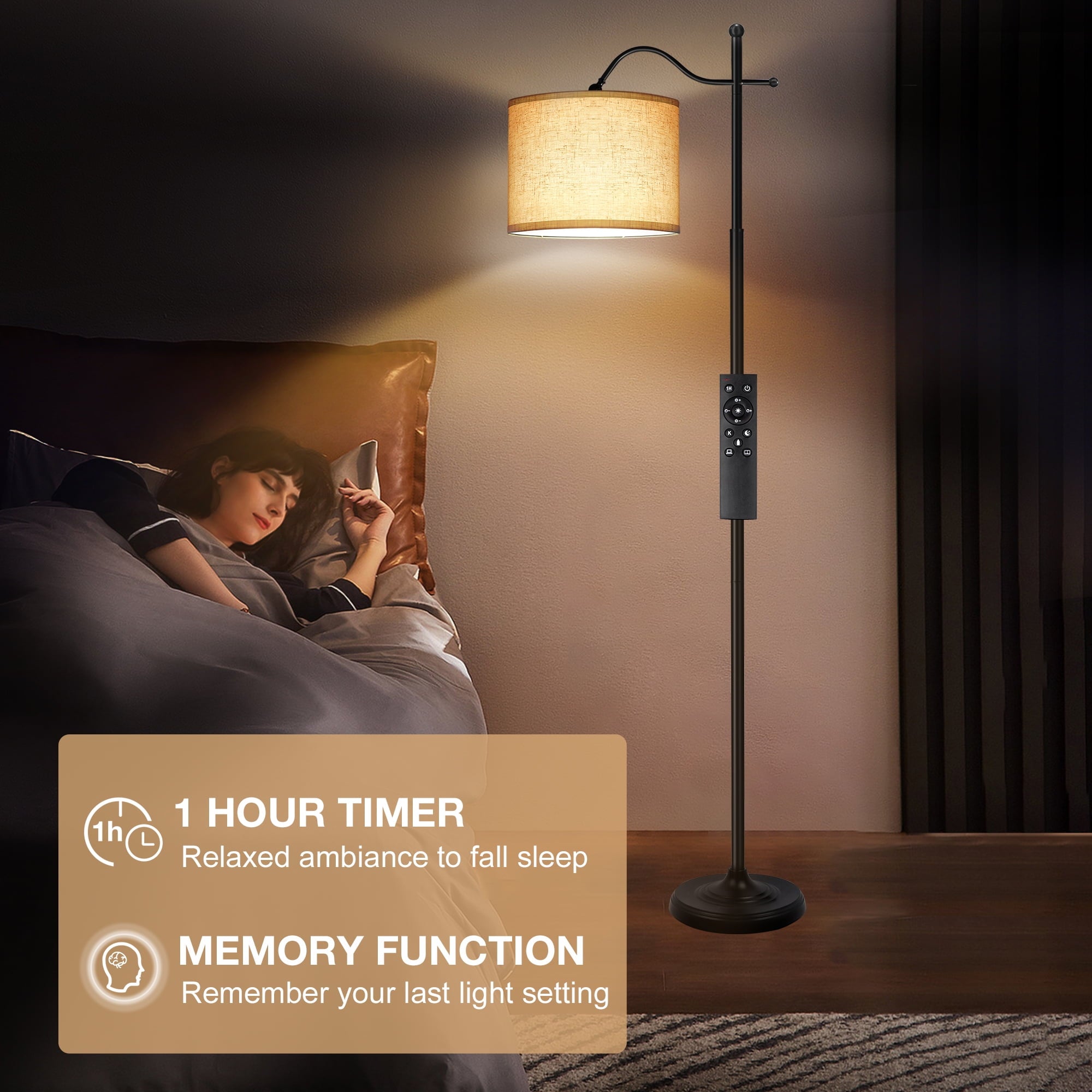 OUTON Arc Floor Lamp with Remote, 67