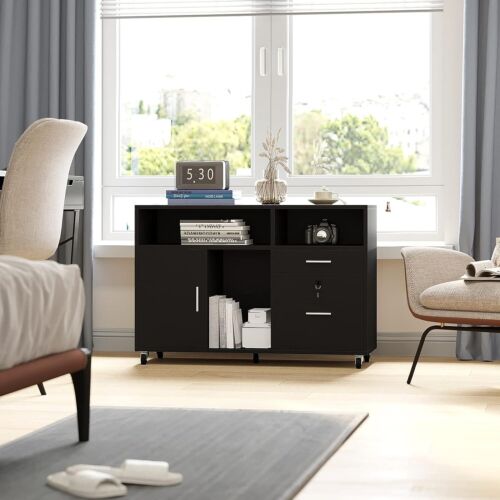 YITAHOME Wood Lateral File Cabinet, 2 Drawer Mobile Storage Cabinet, Fits A4, Le
