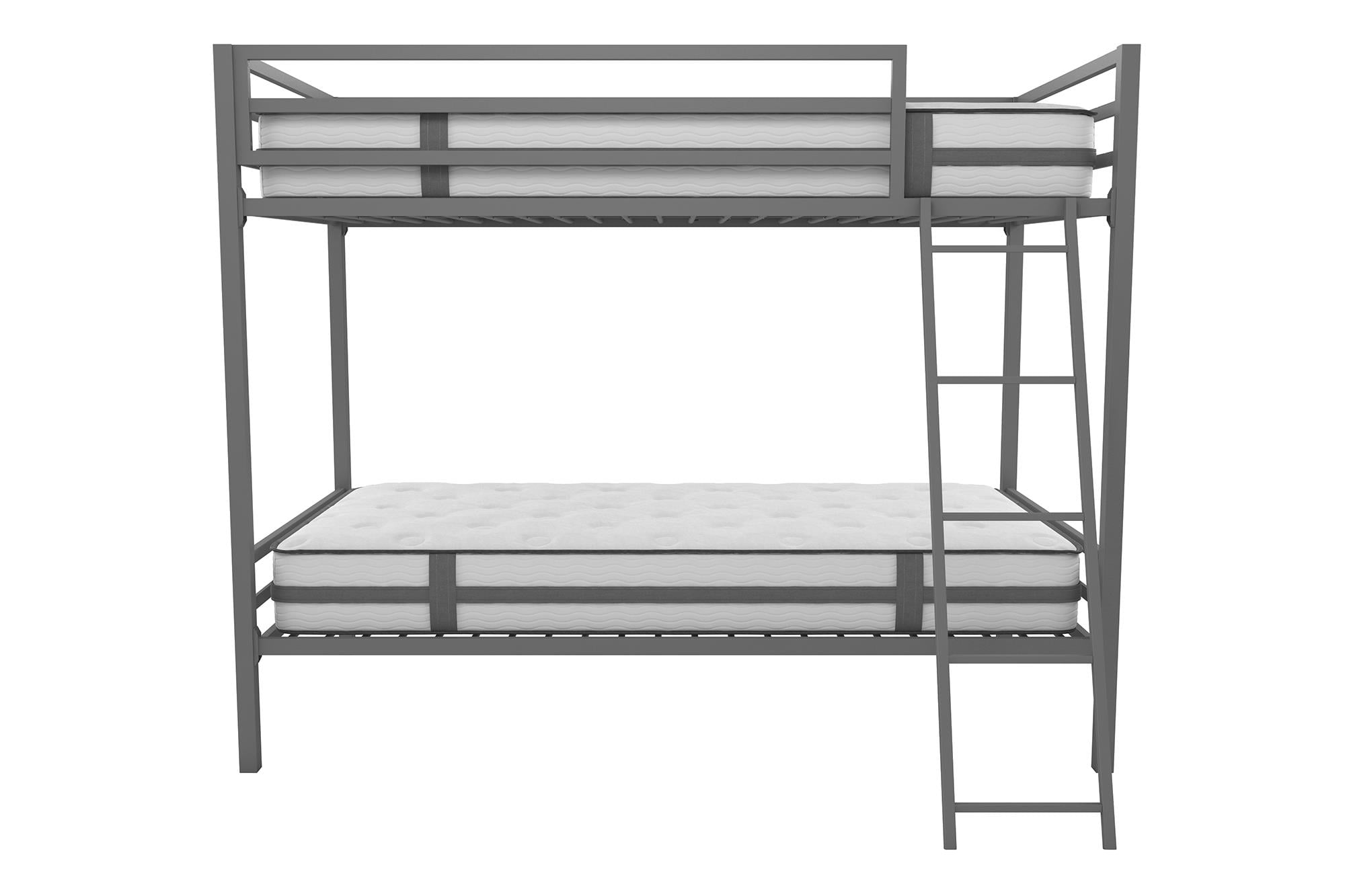 Teen Novogratz Charlie Twin-Over-Twin Metal Bunk Bed, Gray