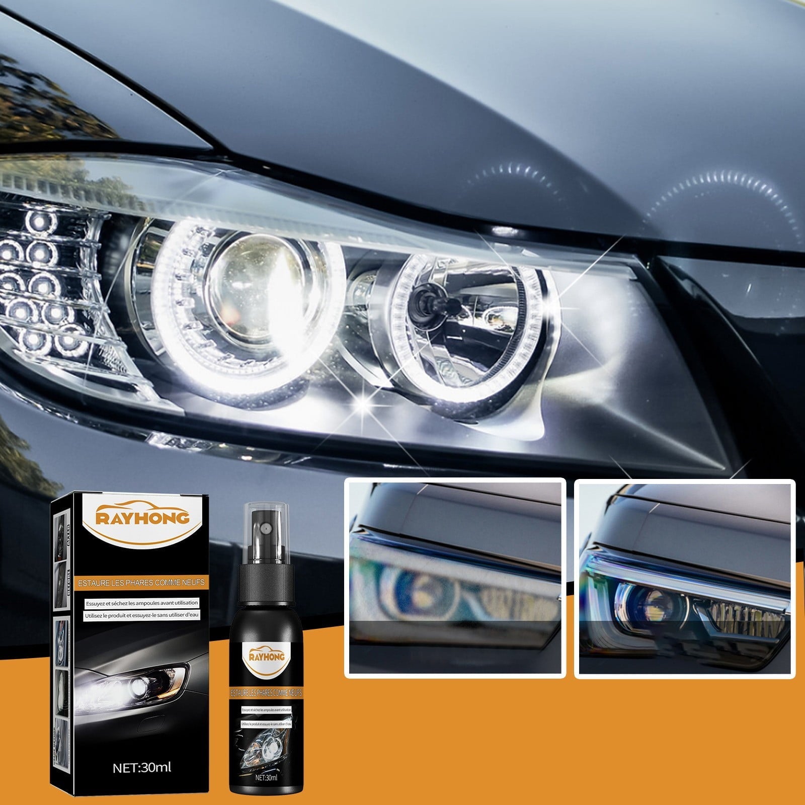 Vntub Auto Headlight Restoration Liquid, Car Headlight Scratch Restoring Fluid Headlight Repair Polish Cleaner For Polishing, Restoring Dull Yellow Headlamp 100ml