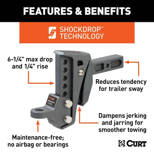 15,000 lbs. 6 in. Drop Rebellion XD Adjustable Cushion Trailer Hitch Ball Mount (2 in. Shank)