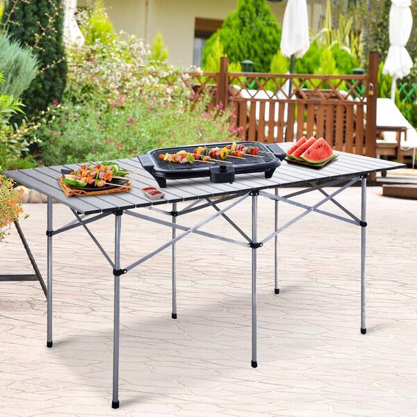 Aluminum Rectangle Roll Up Folding Outdoor Camping Picnic Table