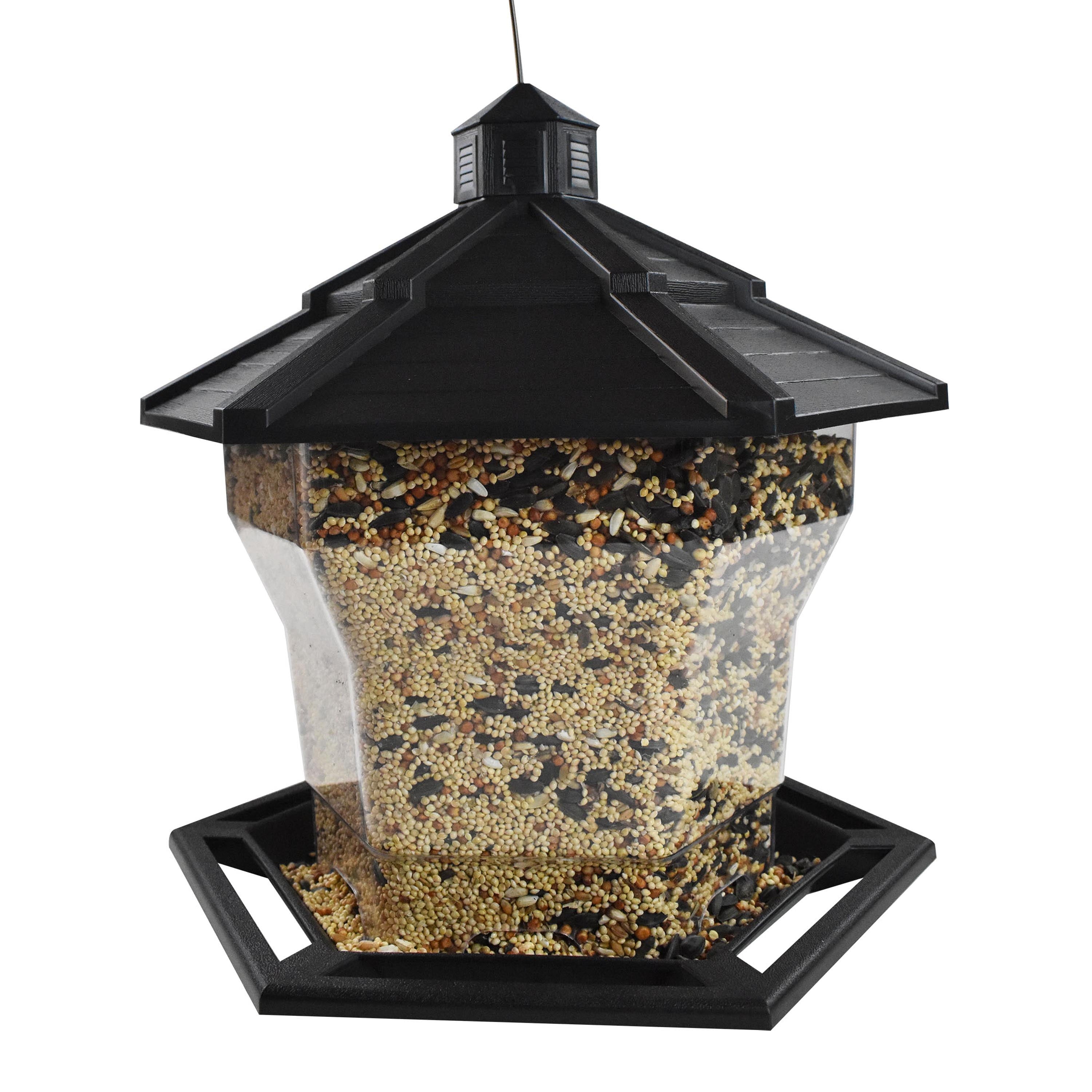 Pennington Black Plastic Hopper Cardinal Wild Bird Feeder, 6 lb. Capacity