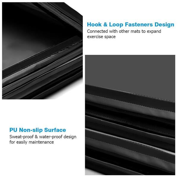 Black 48 in. x 96 in. x 2'' Gymnastics Mat Thick Folding Panel Aerobics Exercise Gym Fitness (32 sq.ft.)