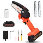 JUEMEL Mini Chainsaw with 2 Batteries, 20-Volt 4-inch Portable Cordless Chain Saw, M8844, Orange