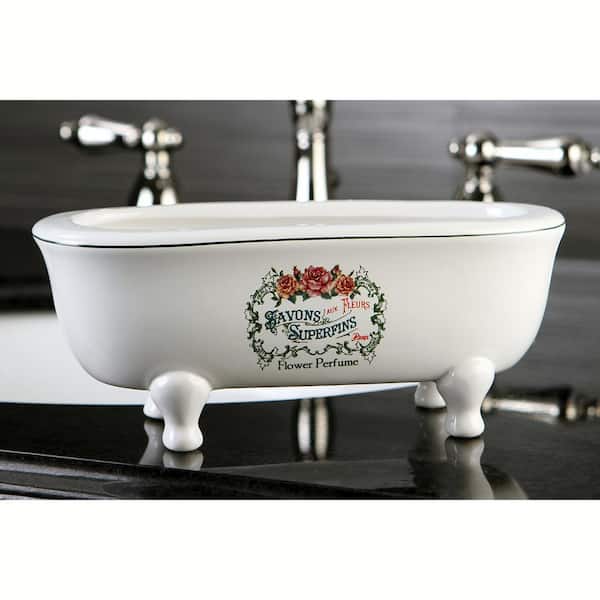 Savons Aux Fleurs Double Ended Claw Foot Tub Soap Dish in White