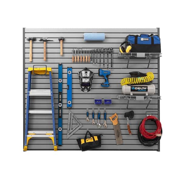 71.75 in. H x 80 in. W PVC Slat Wall Panel Set in Silver (40 sq. ft.)