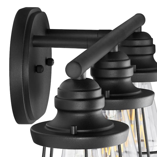 Southbourne 3-Light Matte Black Vanity Light with Open Steel Cage Frame