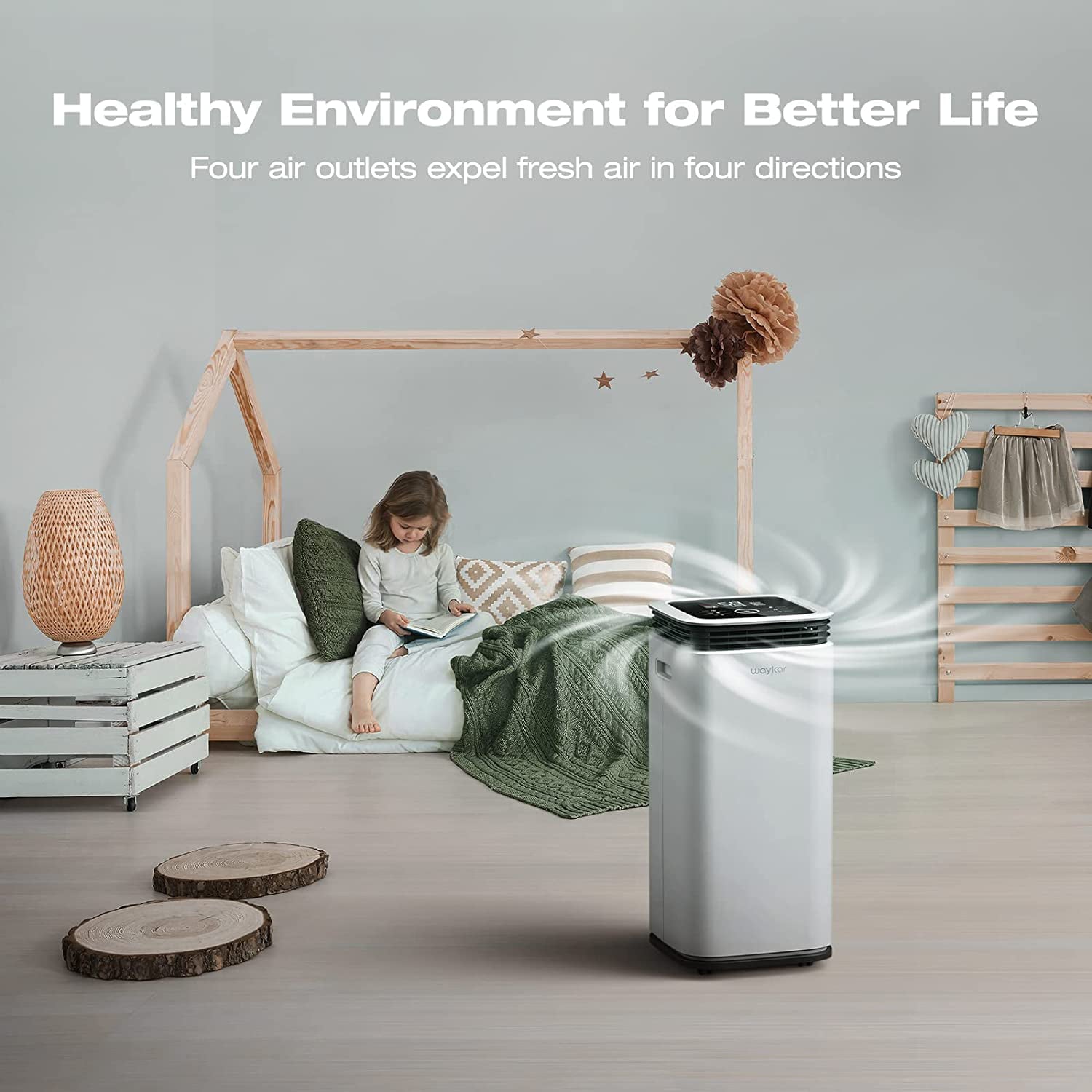 Waykar 70 Pints Dehumidifier for Basement and Home with Drain Hose, Spaces up to 4500 Sq Ft, Removes 9 Gallons Moisture/Day, 1.18 Gallons Water Tank and Four Air Outlets