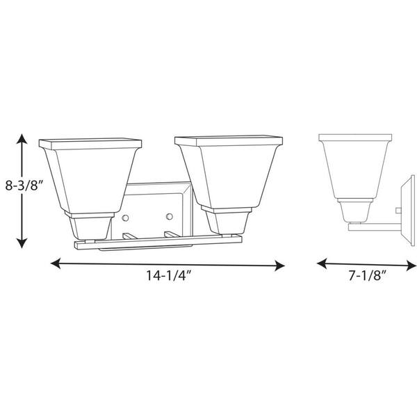 Clifton Heights Collection 2-Light Brushed Nickel Etched Glass Craftsman Bath Vanity Light
