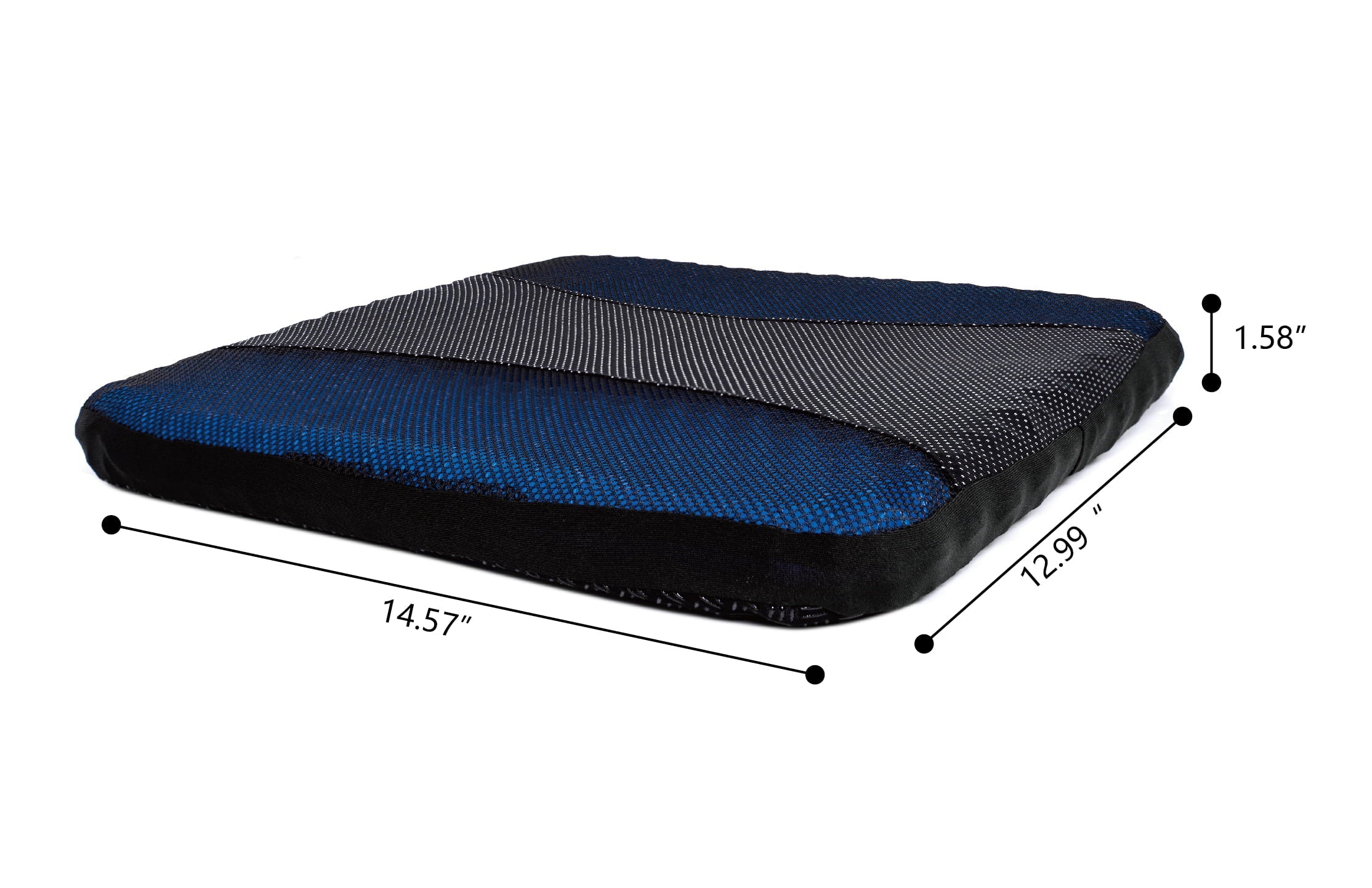 Auto Drive Car Seat Cushion Hex Gel Black and Blue Universal Fit, 19CU22, 1 Piece