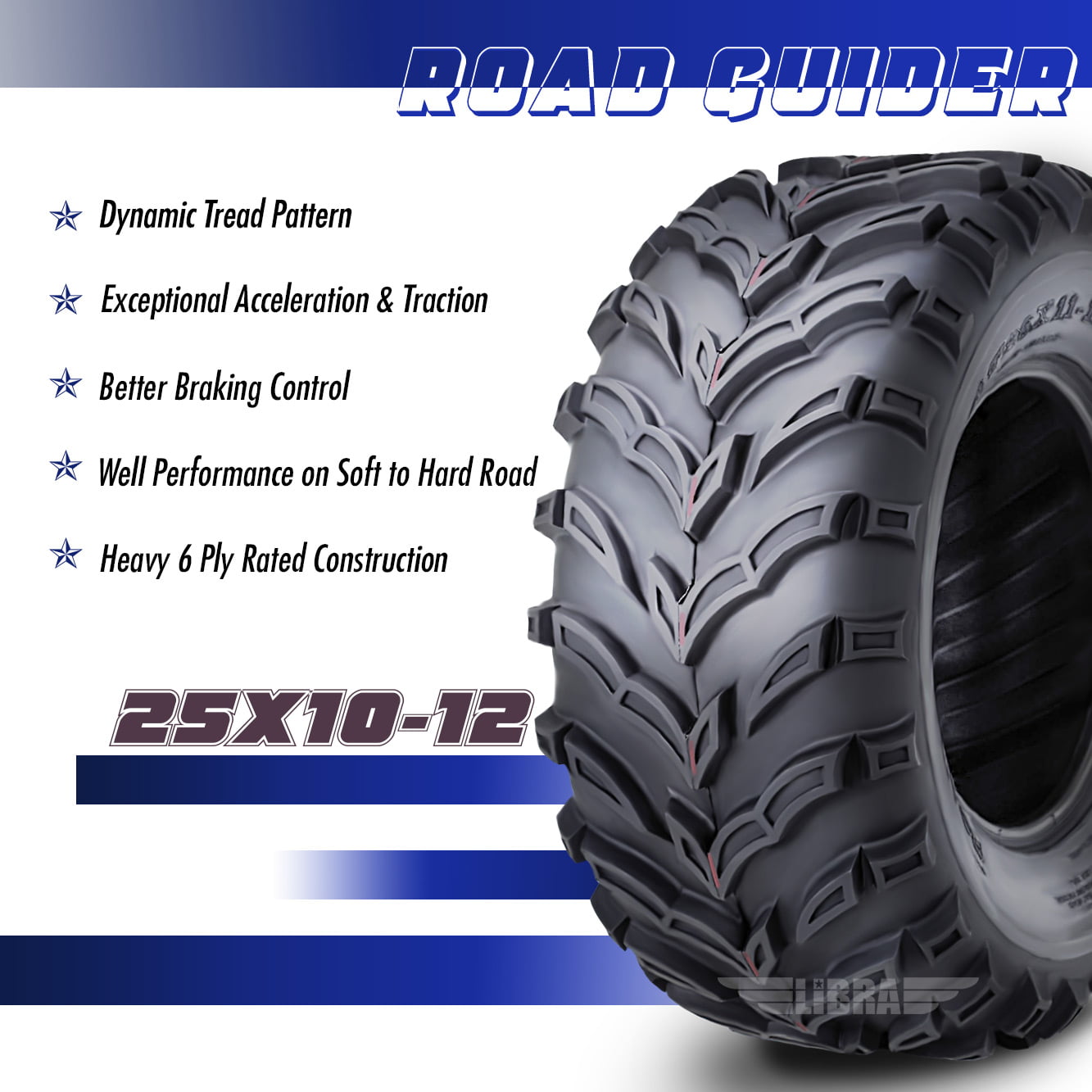 Roadguider ATV/UTV Tires 25x10-12 6PR 10273, Set 2