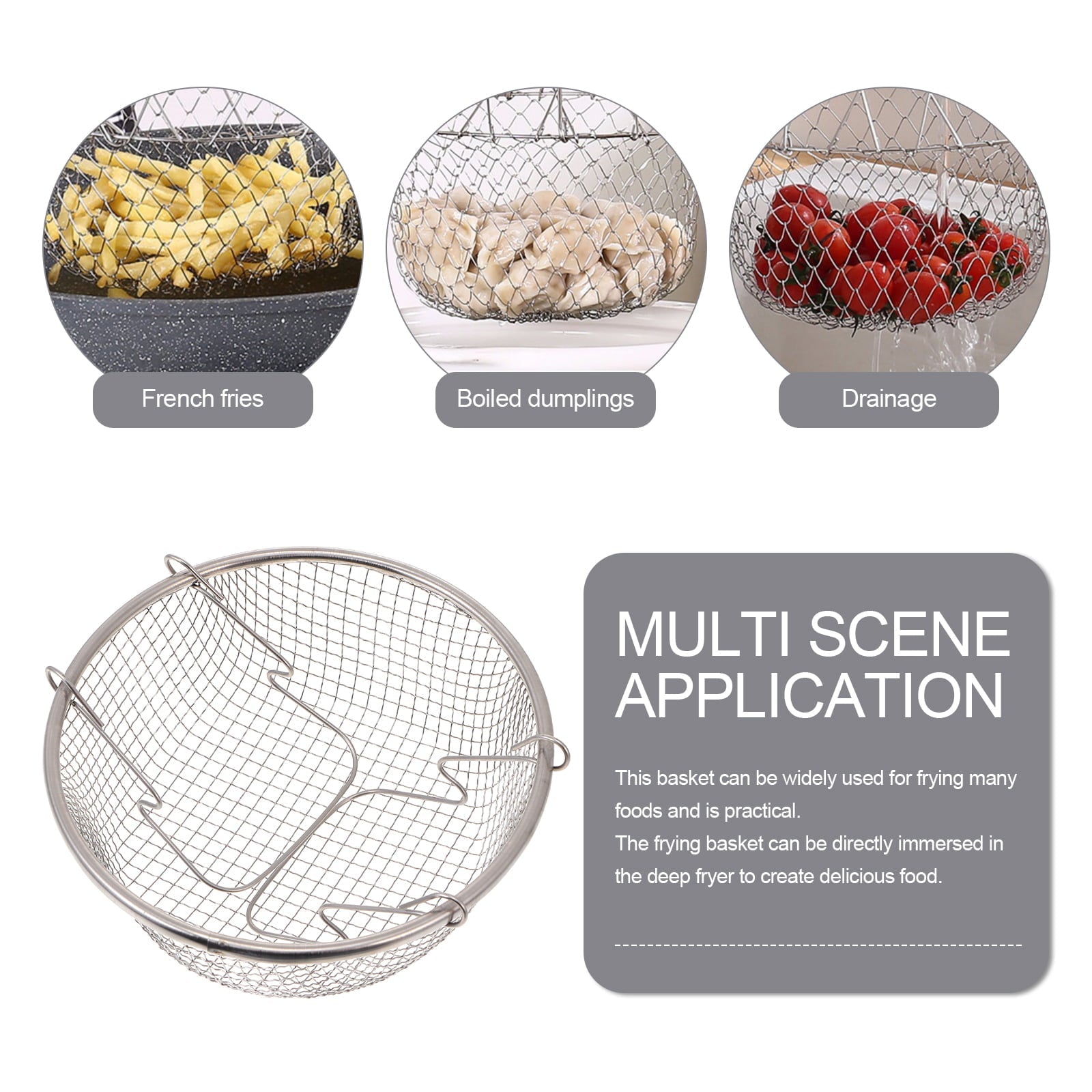 NUOLUX Basket Fryer Frying Deep French Fry Cooking Fried Supply Kitchentool Baskets Round Wire Fries Fish Pot