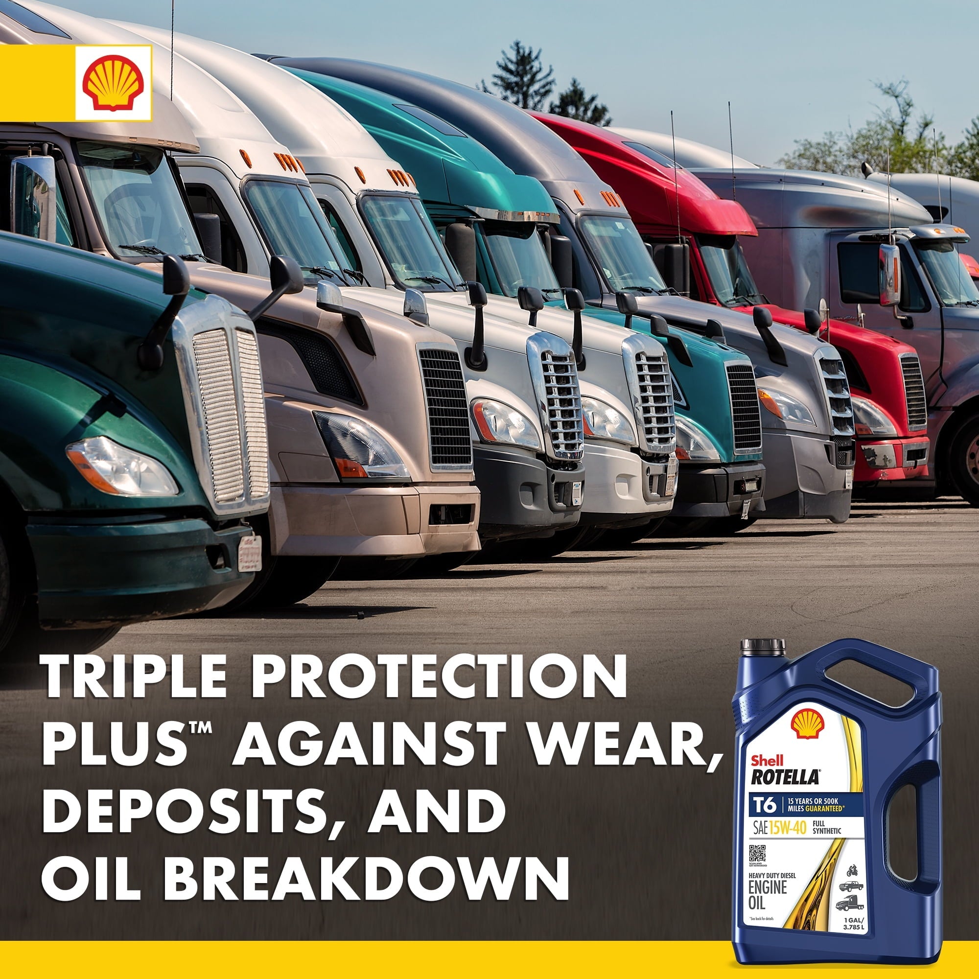 Shell Rotella T6 Full Synthetic 15W-40 Diesel Engine Oil, 1 Gallon