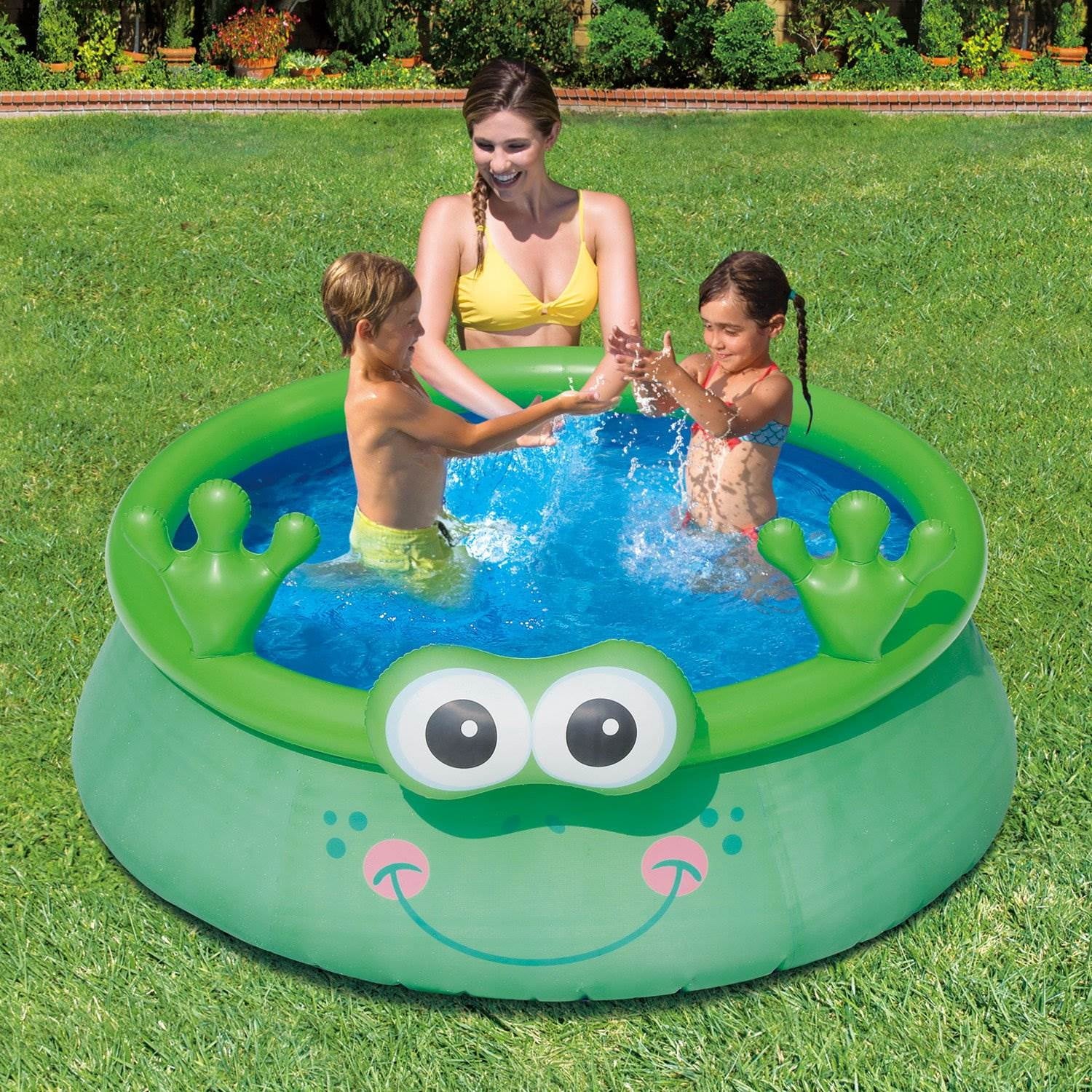 Summer Waves 6ft x 20in Inflatable Frog Character Quick Set Pool, Green