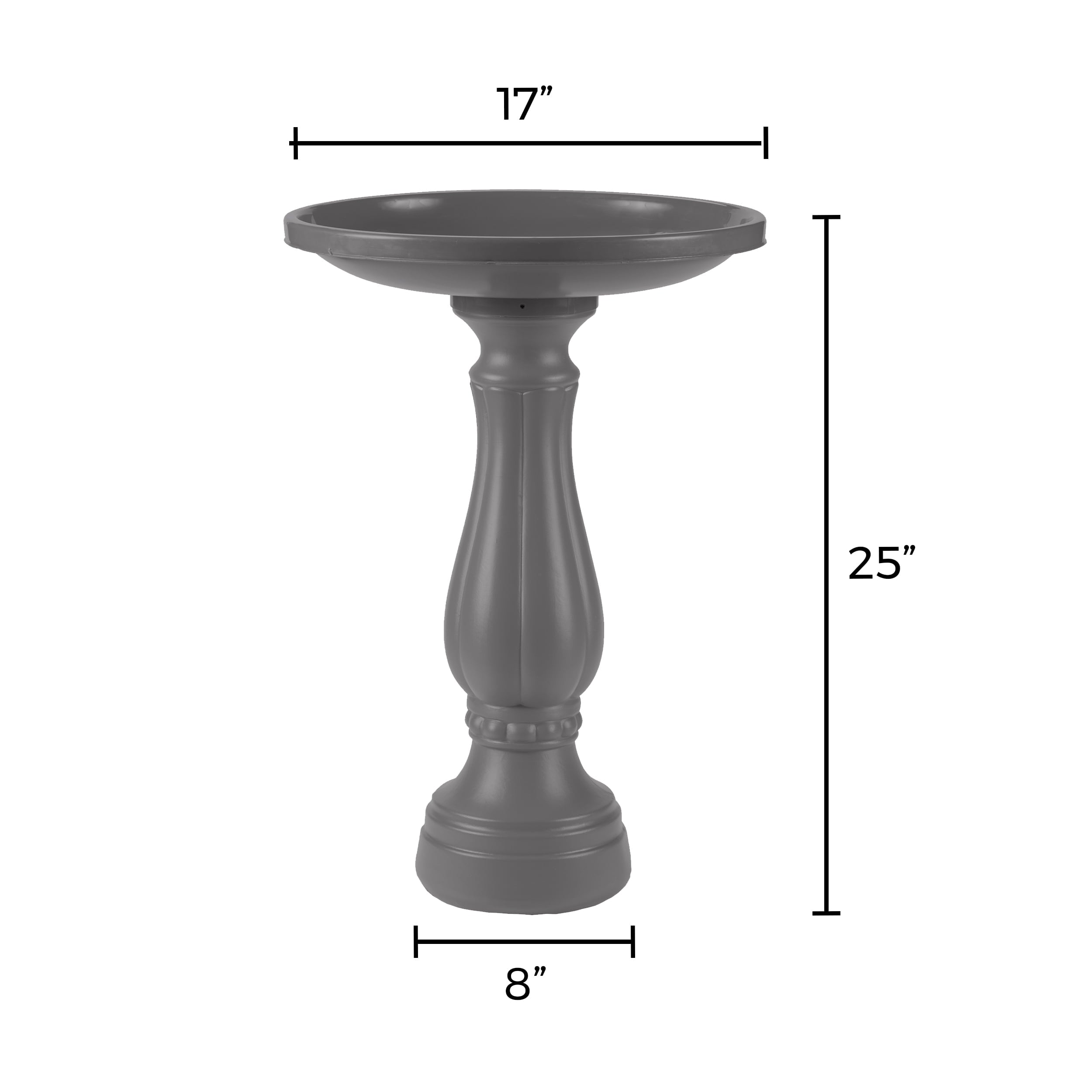 Bloem Promo Birdbath With Pedestal - Charcoal Gray - 17