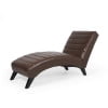 Metter Contemporary Channel Stitch Chaise Lounge, Dark Brown