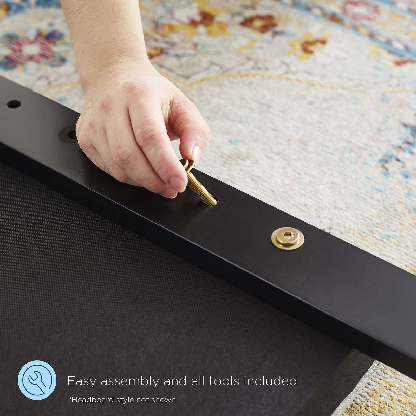 Modway Collins Tufted Full Fabric and Wood Headboard in Walnut Beige