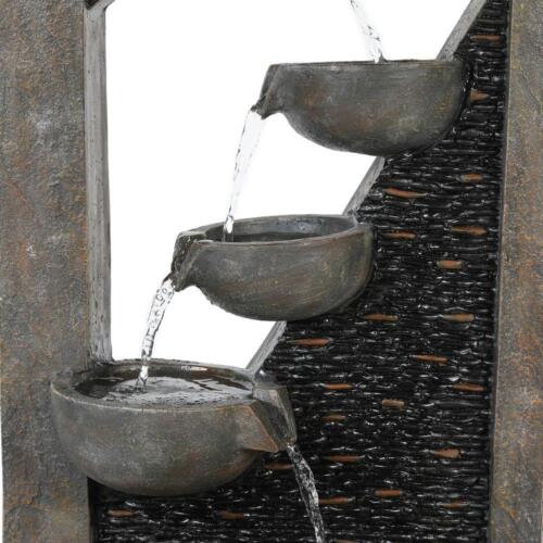 Weathered Brown Modern Cascading Cement Fountain with LED Lights