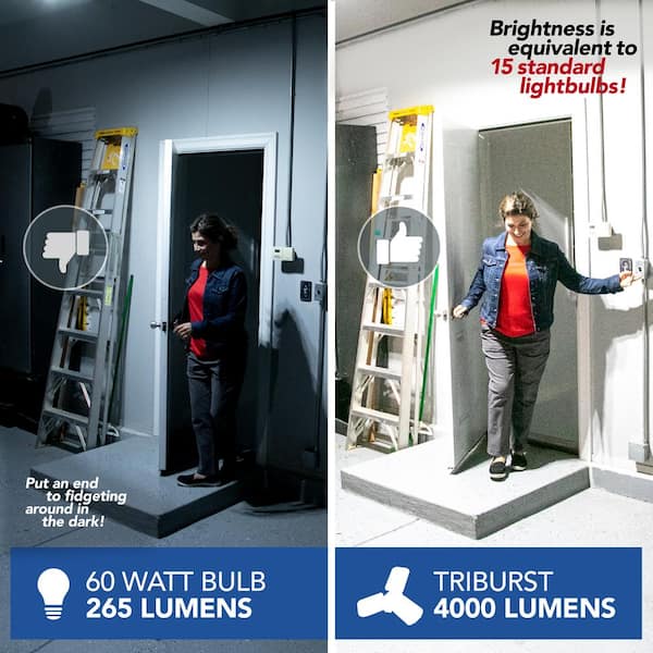 TriBurst 10.5 in. 144 High Intensity LED 4000 Lumens White Flush Mount Ceiling Light with 3 Adjustable Heads