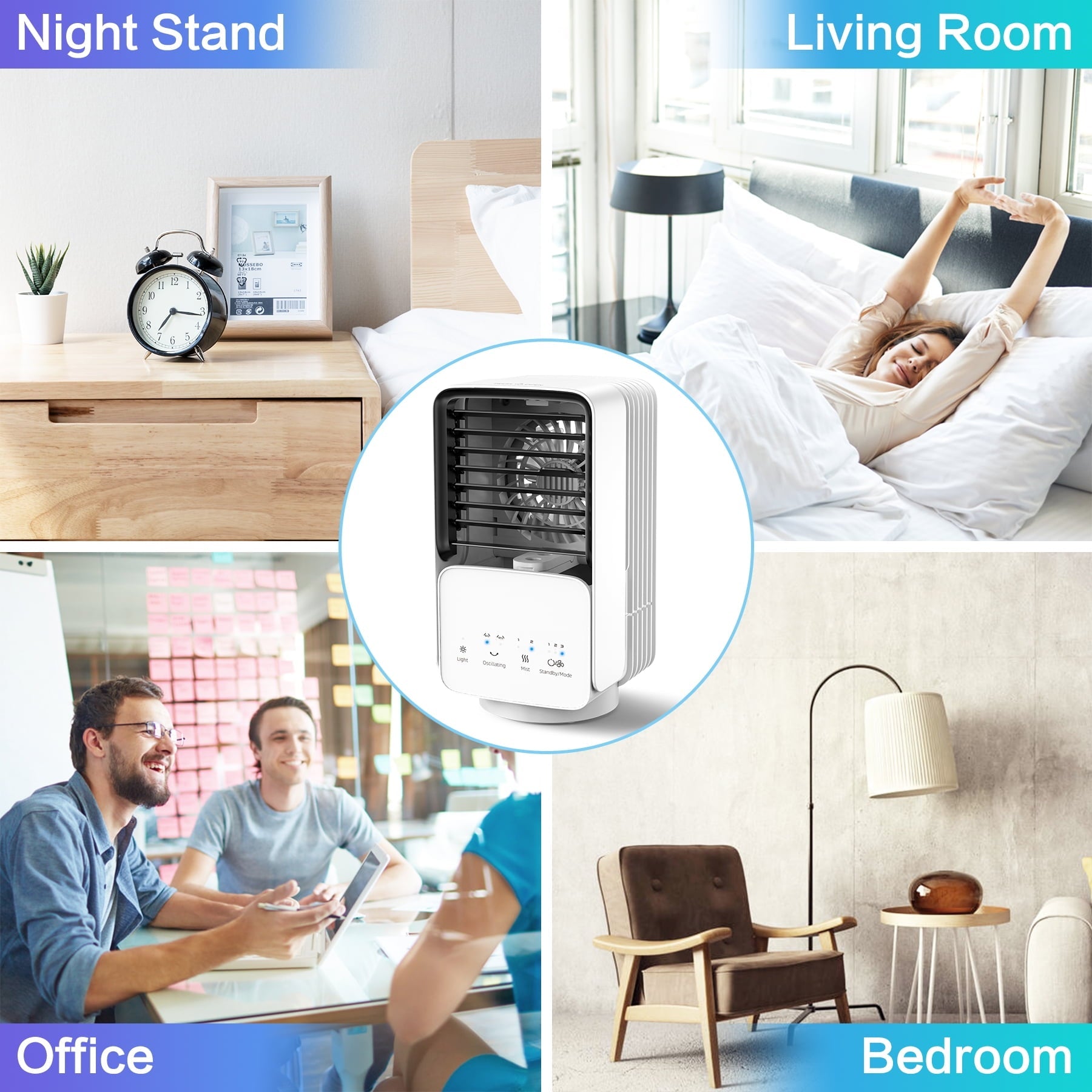 KLOUDIC Portable Personal Mini Evaporative Cooler Air Conditioner Fan, White