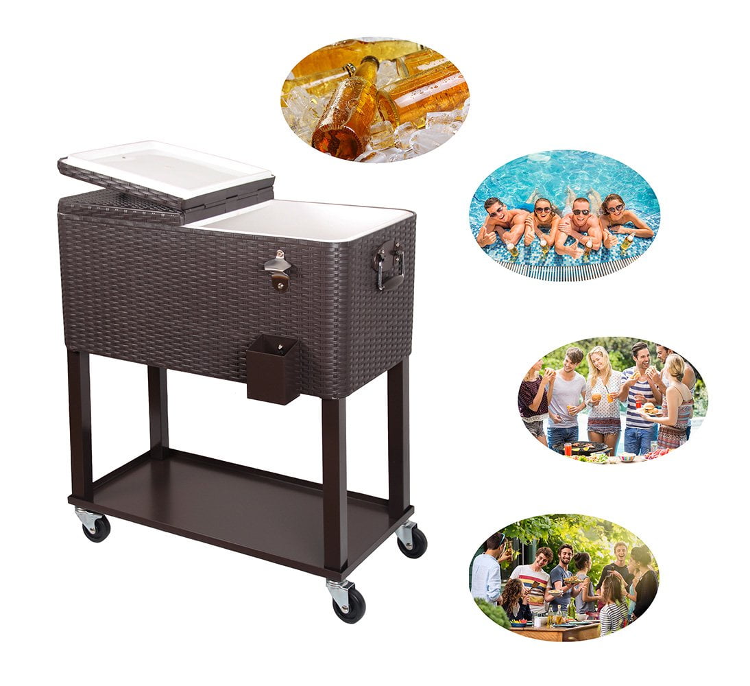EasingRoom Rattan Cooler 80QT Frozen Warm Function with Shelf