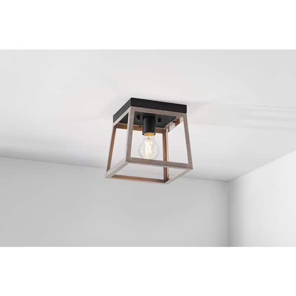 Burkepoint 8.25 in. 1-Light Woodgrain Flush Mount