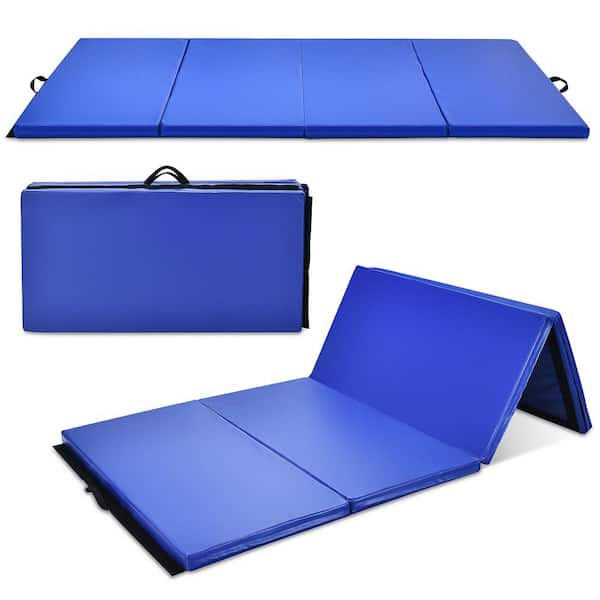 Blue 4 ft. x 8 ft. x 2 in. Folding Gymnastic Tumbling Mat Yoga Mat with Handles (32 sq. ft.)