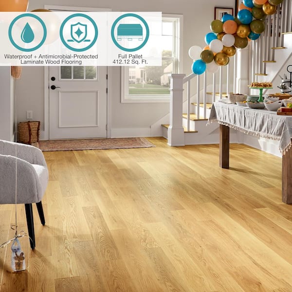 Defense+ Classic Deco Oak 14 mm T x 5.2 in. W Waterproof Laminate Wood Flooring (412.2 sqft/pallet)