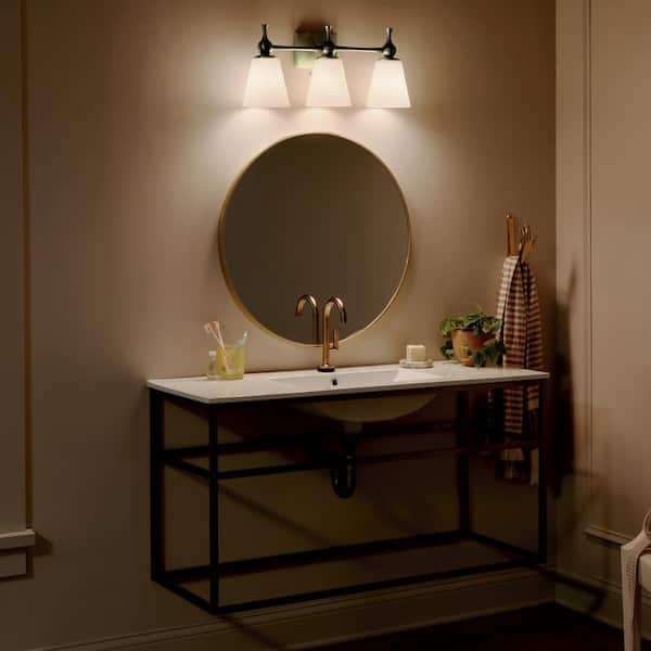 Cosabella 24 in. 3-Light Champagne Bronze Contemporary Bathroom Vanity Light with Satin Etched Cased Opal Glass
