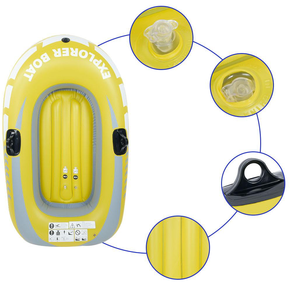 EECOO Inflatable Fishing Boat, Inflatable One Person Boat, Yellow PVC Inflatable One Person Rowing Air Boat Fishing Drifting Diving Tool